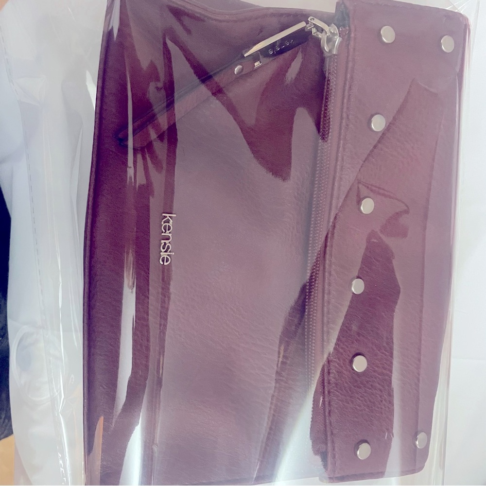Kenzie studded Purse purple with many pockets, compartments, and stylish chain - Picture 9 of 13
